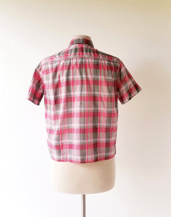 Vintage 1950s Blouse | Plaid Shirt | 50s Blouse |… - image 4