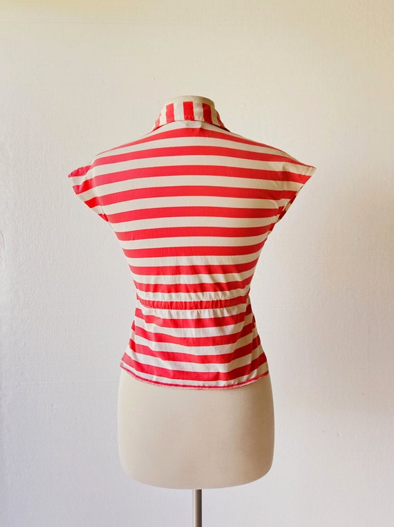 Vintage 60s Top | Red Stripe Shirt | 1960s Top | … - image 4