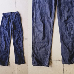 Vintage 1950s Jeans | Side Zip Jeans | Visible Mending Jeans | 24" Waist