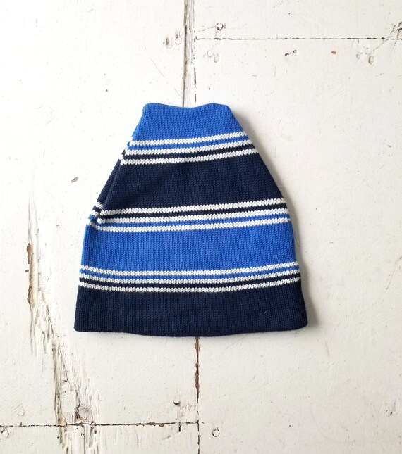 Vintage Smiley Beanie | 1950s Hat | Blue Knit Hat - image 2