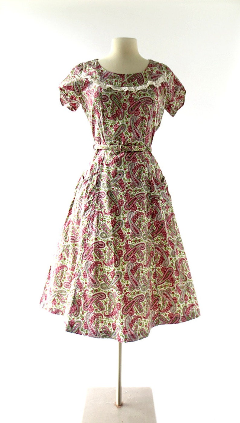 1950s Day Dress Paisley Dress 50s Dress S M - Etsy