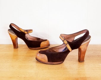 Vintage 1940s Heels | Spectator Shoes | 40s Shoes | Size 7.5