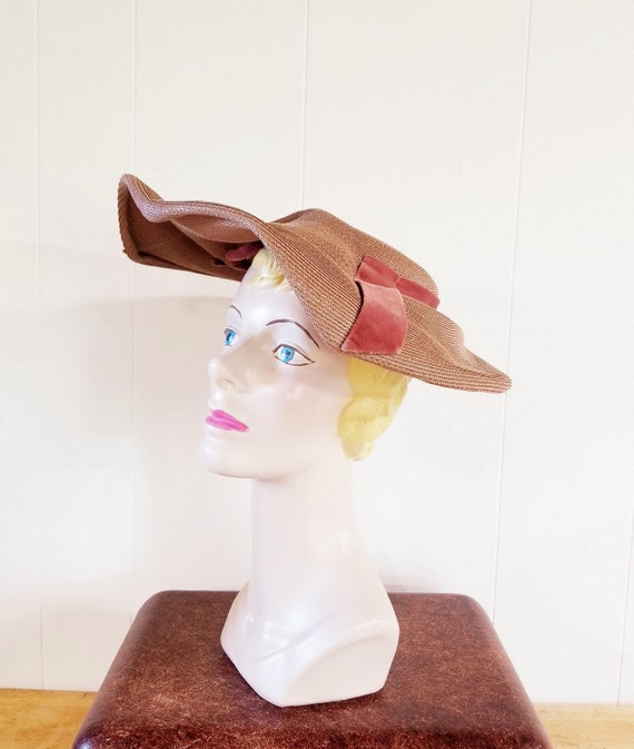 Vintage 1940s Hat | Picture Hat | Cartwheel Hat