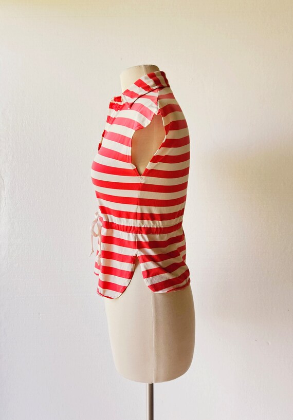 Vintage 60s Top | Red Stripe Shirt | 1960s Top | … - image 2