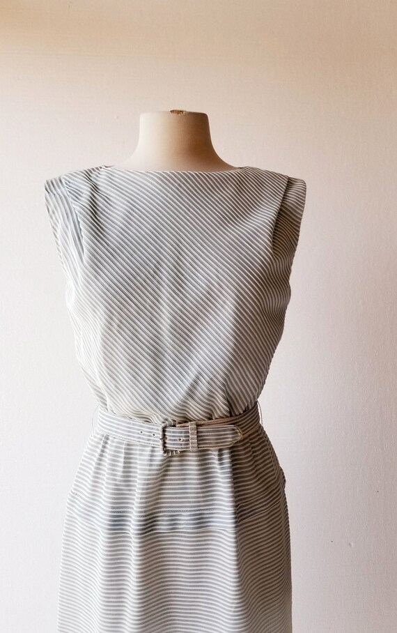 Vintage 50s Dress | Sail Away | Blue Striped Dres… - image 5