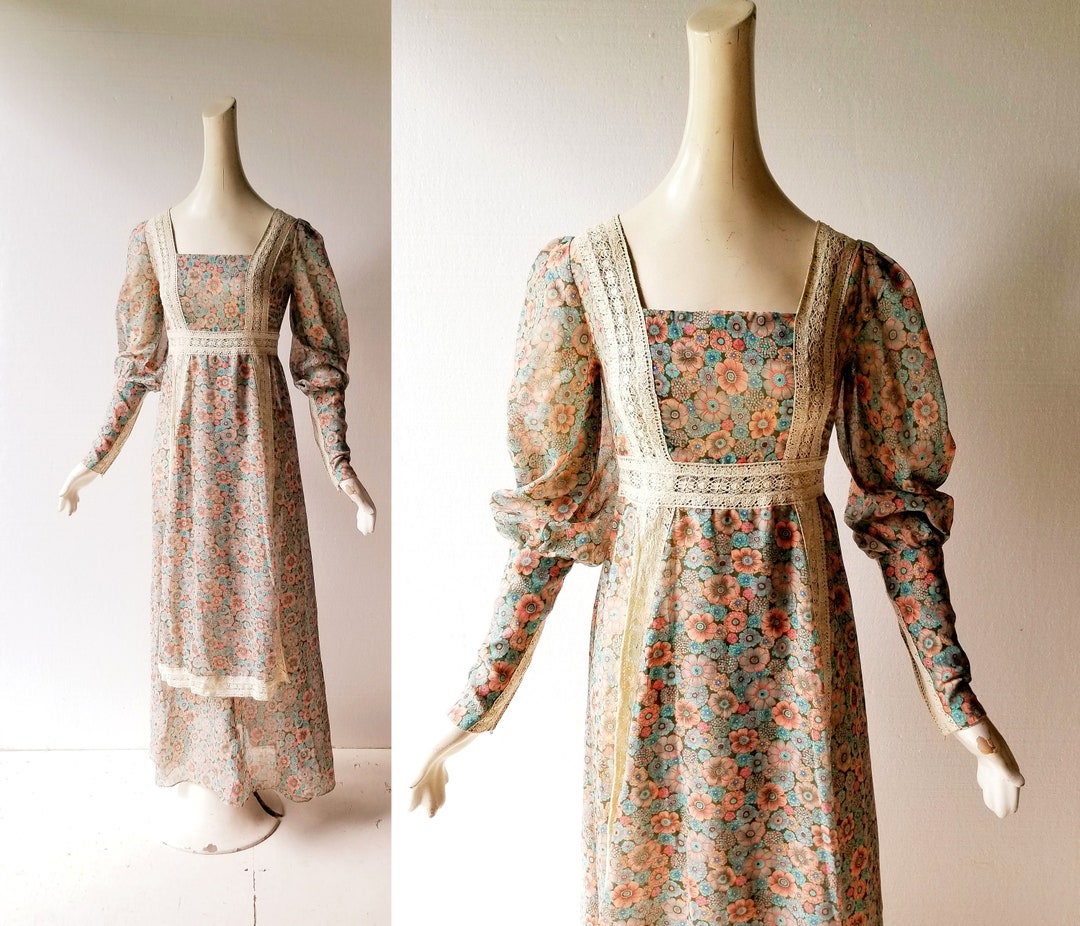 70s Gunne Sax Dress | Renaissance Dress | Gunne Sax Black Label | XXS ...