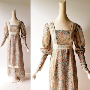70s Gunne Sax Dress | Renaissance Dress | Gunne Sax Black Label | XXS XS