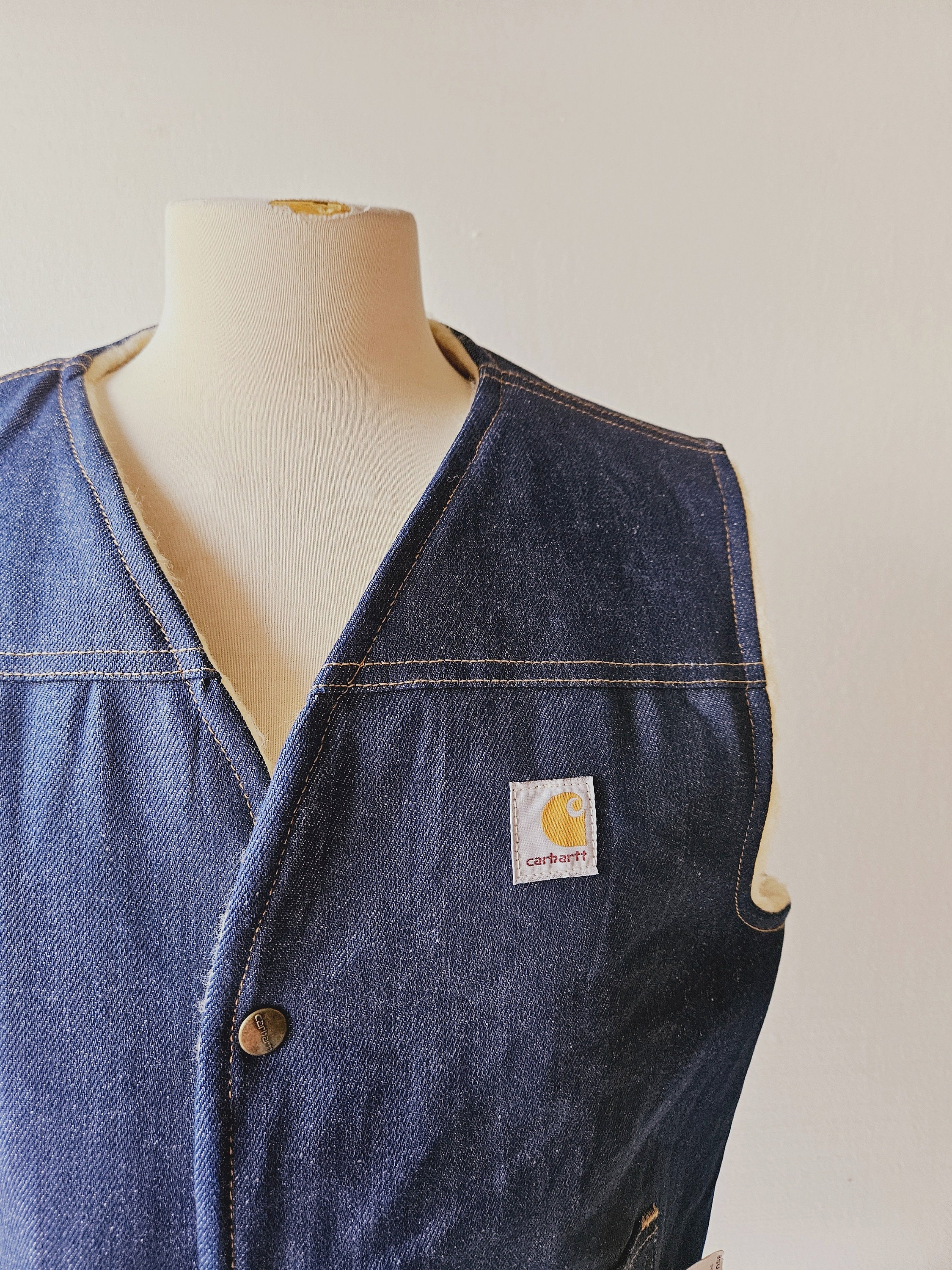 Vintage Carhartt Vest | Denim Vest | Sherpa Vest | Deadstock