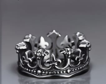Kronenring, König Krone König Ring, Vintage Ring, Mittelalter Ring, Herrenring, Geschenk für Männer, Cooles Geschenk für Ihn, Vintage Silber Grau Farbe
