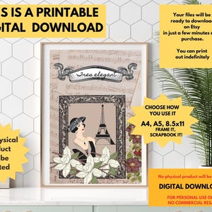 Très Élégant Digital Art Print | Vintage Paris Home Decor
