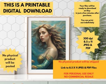 Mermaid Art Print: Enchanting Ocean Fantasy (Digital Download)