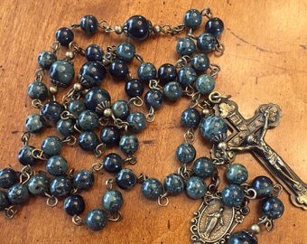 Bronze and Kambaba Jasper vintage look rosary