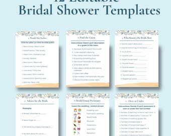 Coastal Bridal Shower Games Bundle Printable