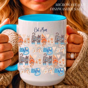 Abstract Cat Coffee Mug Colorful Kitten Cup Cat Lover Gift Mom
