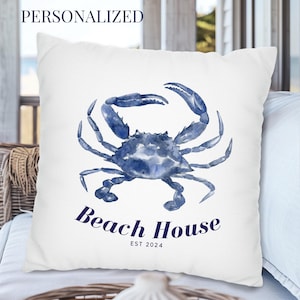 Red Crab Throw Pillow Coastal Beach House Decor