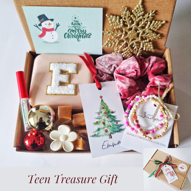 Personalized Teen Gift Box Custom Jewelry, Chenille Letter Teen Treasure