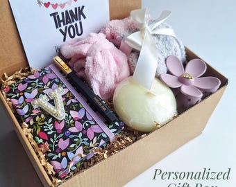 Personalized Birthday Gift Box: Soy Candle, Cozy Socks, Journal