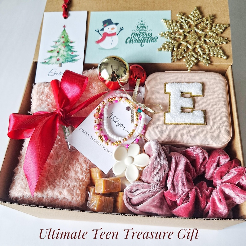 Personalized Teen Gift Box Custom Jewelry, Chenille Letter image 1