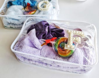 Sleepover Party Favors Personalized Clear Cosmetic Pouch Girl Spa Gift Set