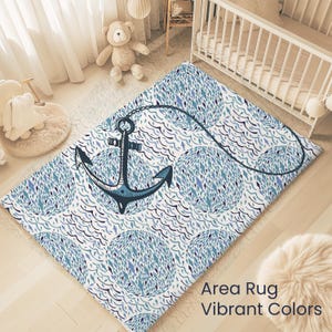 Anchor Area Rug Beach House Decor Coastal Nautical Beachy Coastal Living Lake Housewarming Ocean Vacation Rental Family Home Rug Patio Decor