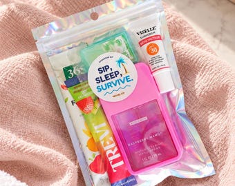 Bridesmaid Hangover Kit Gift Bag Wedding Recovery Survival Kit Girls Trip Essentials Bachelorette Favor