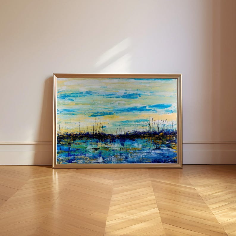 Beach Wall Art Printable Abstract Ocean Painting Coastal Print Set ...