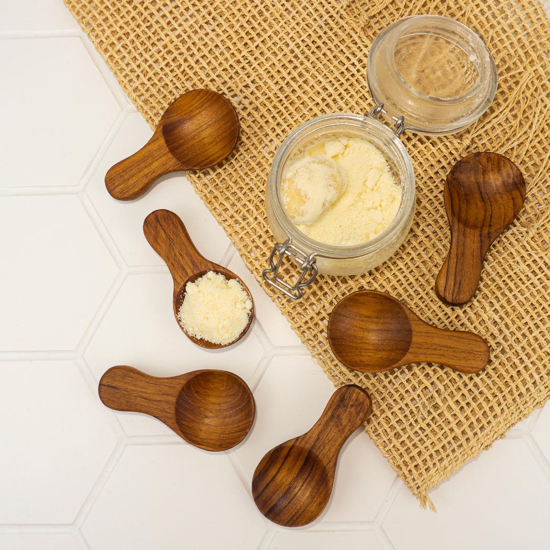 Small Teak Wood Condiment Spoons for Sugar & Spices (set of 6) | Wooden ...