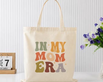 In My Mom Era Tote Bag, Canvas Mom Bag, Cute Mom Gift, Aesthetic Tote Bag, Reusable Grocery Bag, Trendy Mom Life Bag, Minimalist Tote