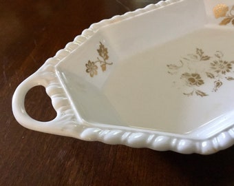 Spode, Vintage trinket dish, White with gold roses.