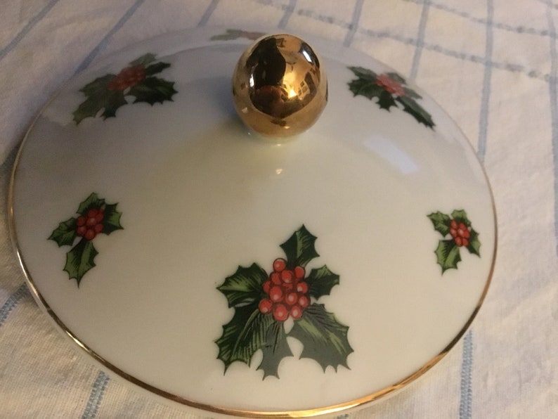 Lefton Christmas Candy Dish Holly Candy Dish Mid Century Bon Etsy