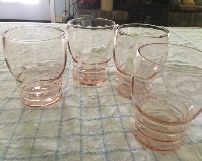 Vintage Pink Juice Glasses Set of 4 Juice Glasses Small Pink Etsy