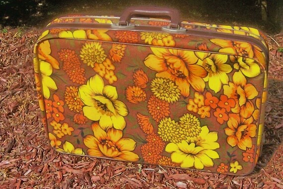 Items similar to MOD inspired Vintage piece of luggage. 1970s Flower ...