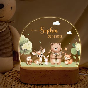 Abajur infantil personalizado com nome do bebê, luminária de cabeceira, presente de batizado, presente para menina, presente para recém-nascido, presente de Natal