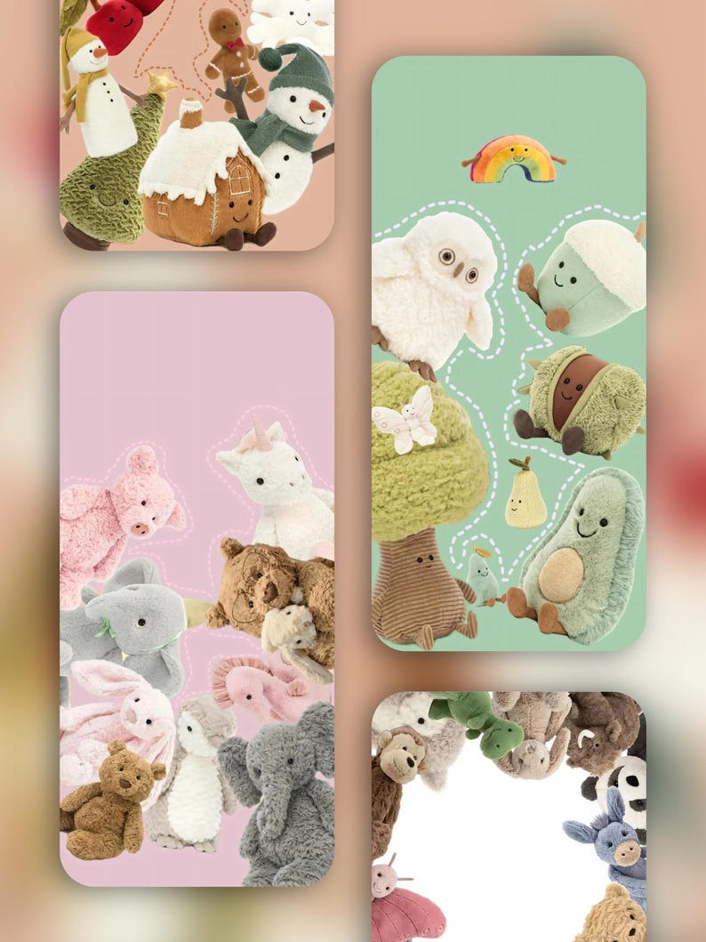 6 Jellycat Smartphone Wallpaper Bundle 4K Ios & Android Wallpaper Home