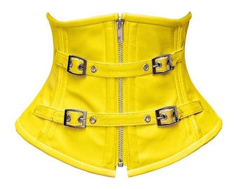 Women Real Leather Corset Underbust Handmade Black Genuine Leather Corset, Heavy Duty Steel Boned Waist Gothic Luxury and Stylish