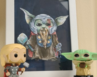 Mighty Mashup, Thor and Grogu Print