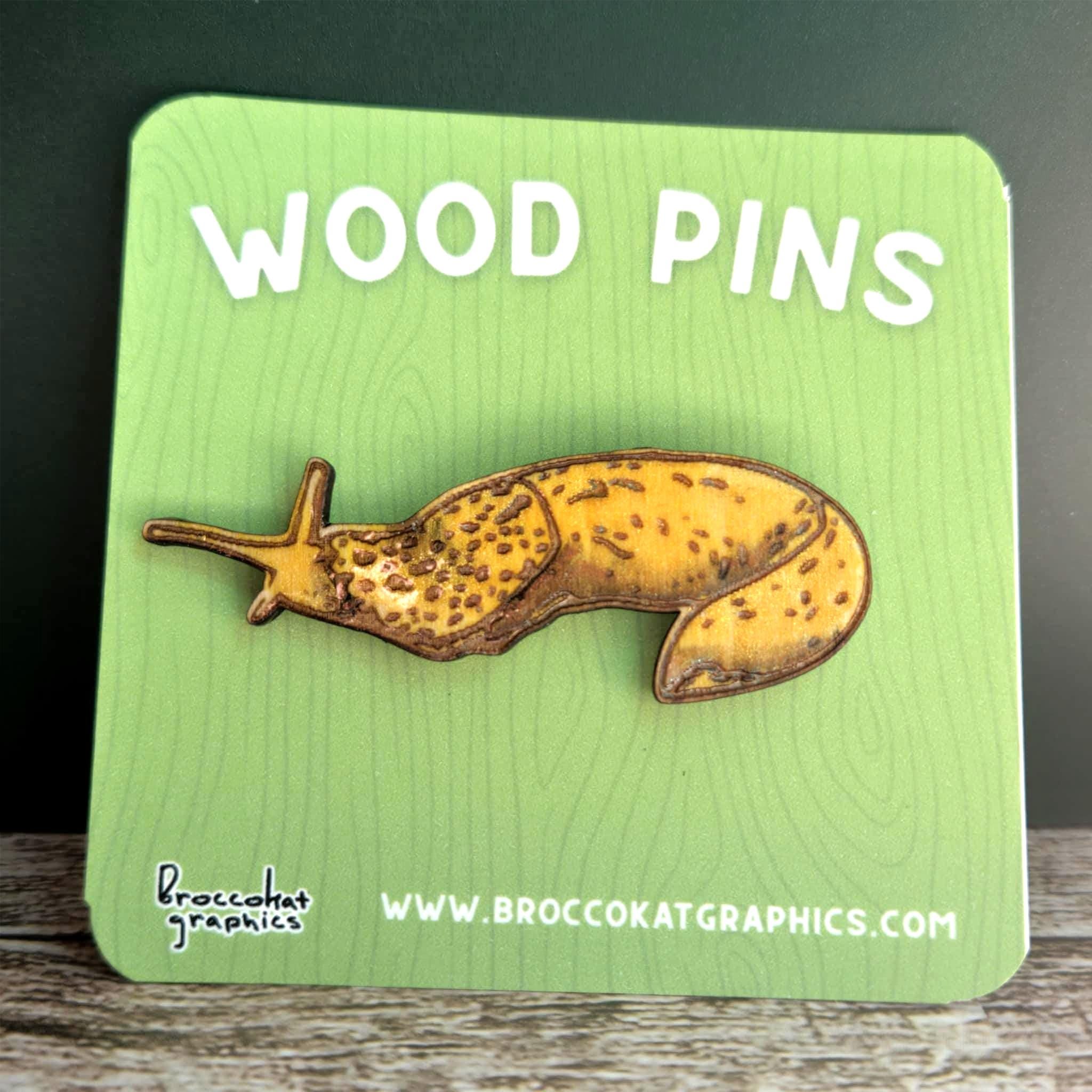 太平洋岸北西部のバナナスラッグの木製ピン - 手描き - Etsy 日本, image size:2048x2048