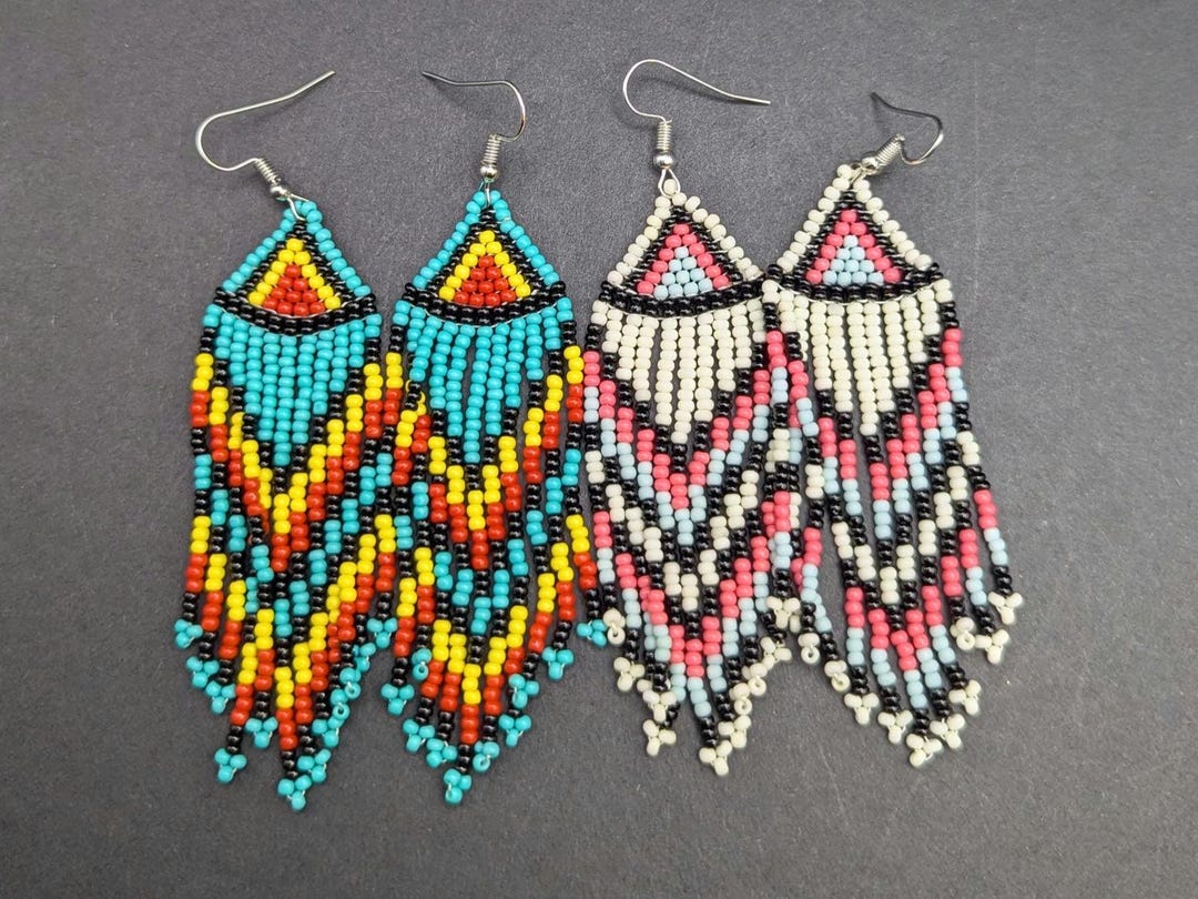 Handmade Native American Style Seed Bead Earrings - Etsy