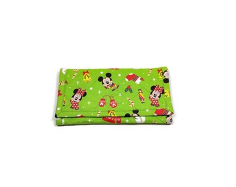 Handmade Christmas Trifold Wallet: Quilted Fabric with Zipper Pocket