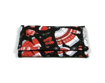Christmas Sweater Wallet Quilted Soft Fabric Trifold Handmade Zipper Pocket Wallet