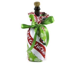 Christmas Bottle Gift Bag Reusable Quilted Bottle Bag Christmas Gift Bottle Bag