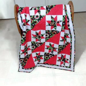 Christmas Wreath Minky Quilt Patchwork Christmas Throw Decor Handmade Christmas Quilts for Sale