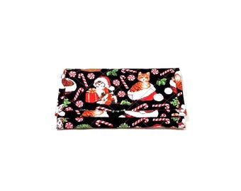 Handmade Christmas Cat Wallet: Quilted Trifold Fabric Wallet