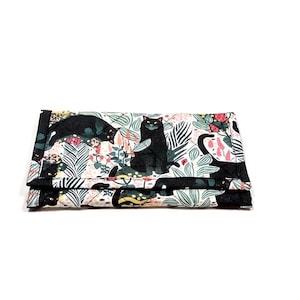 Schwarze Katzen Floral Brieftasche Damen Gesteppte Weiche Stoff Brieftasche Reißverschluss Tasche Handgefertigte Trifold Brieftasche Katze Mutter Geschenk