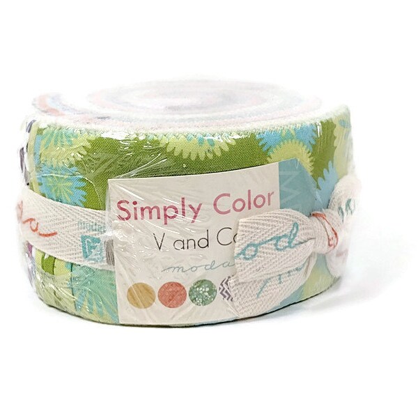 Simply Color Jelly Roll 2 1/2 Inch Precut Quilt Fabric Strips, V and Co, Moda