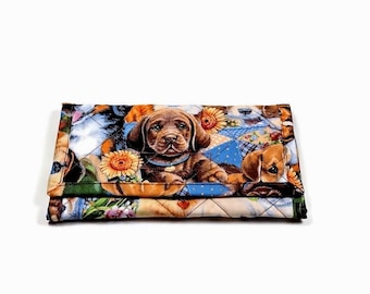Puppy Love Wallet: Handmade Quilted Fabric Trifold with Zipper Pocket