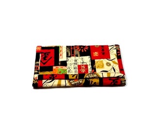 Handgemaakte gewatteerde drievoudige portemonnee met Aziatische print: zachte stoffen clutch met rits