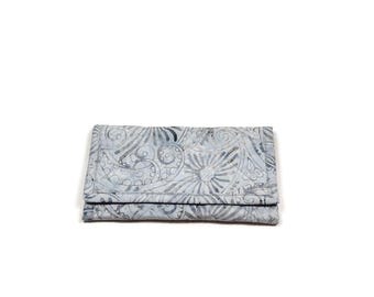 Shades of Grey gewatteerde driebladige portemonnee: handgemaakte zachte stoffen clutch