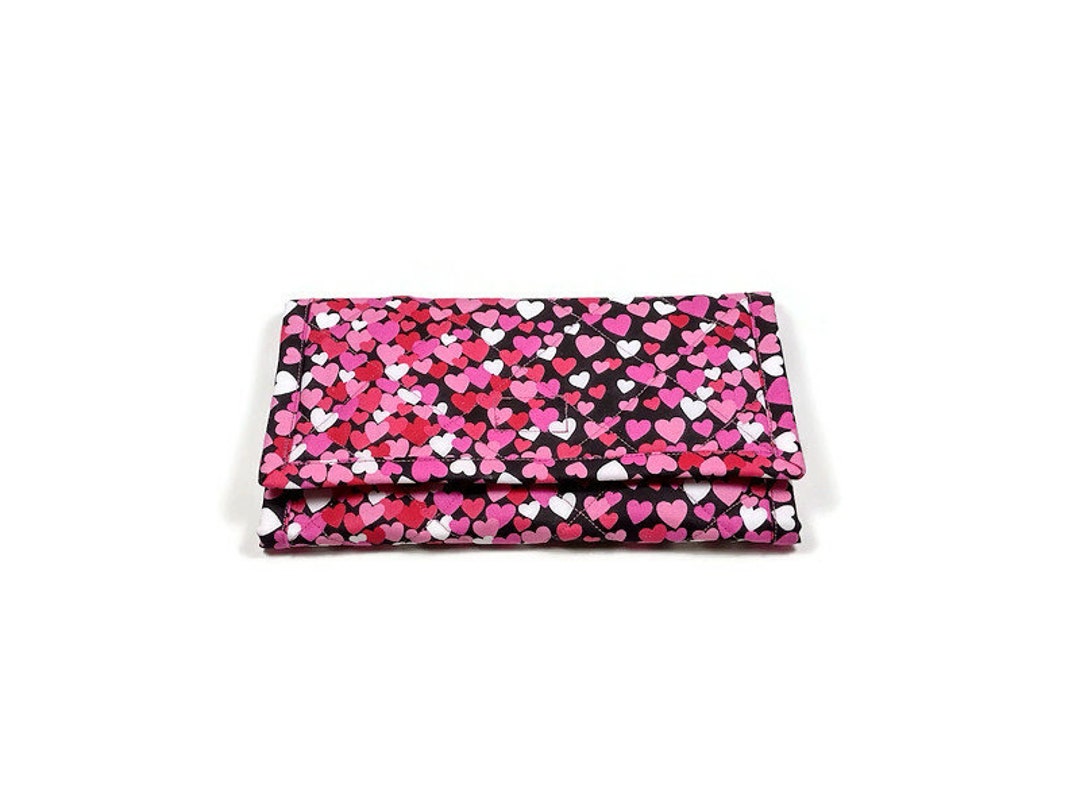 【HLL】Heart Quilting Wallet Heart Wallet Quilted Trifold Handmade Women's Fabric Wallet