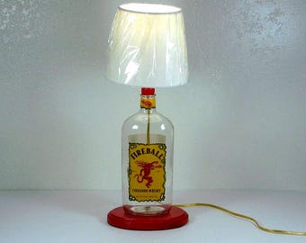 Fireball Whiskey Bottle Lamp: Recycled Liquor Bar Decor